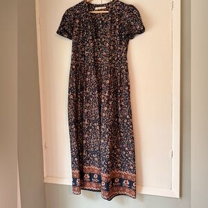 Christy Dawn Navy and Peach Floral Dress